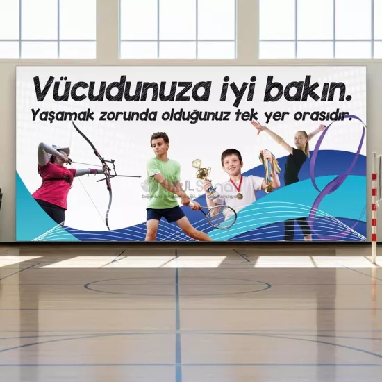 Beden eğitimi ve Spor Salonu Okul Posteri | Sağlıklı Vücut